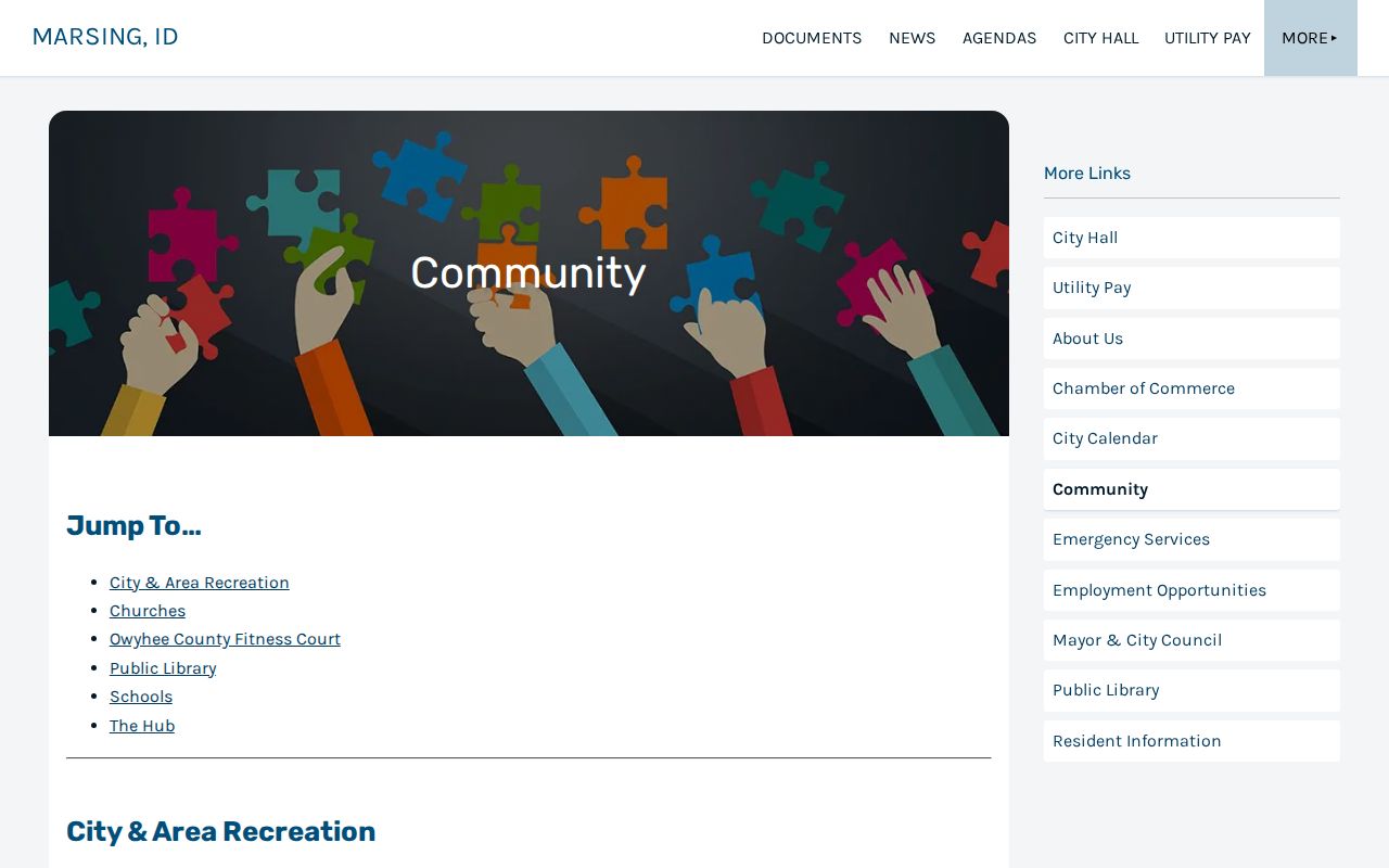 Marsing community page showing the Owyhee County Sheriff substation context