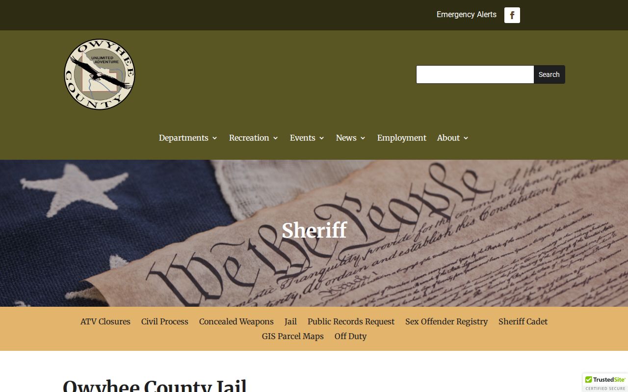 Owyhee County Jail official source for Murphy custody and roster records