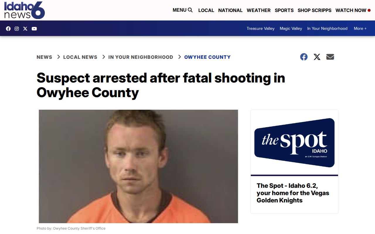 KIVI Owyhee County arrest story showing selective sheriff-supplied booking coverage